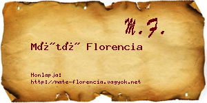 Máté Florencia névjegykártya